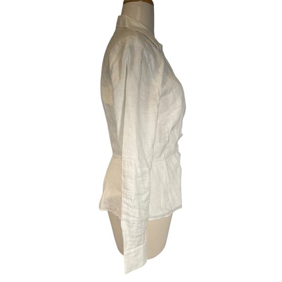 INC International Concepts White Wrap Blouse Size M 100% Linen Cotton NWOT - Picture 5 of 12
